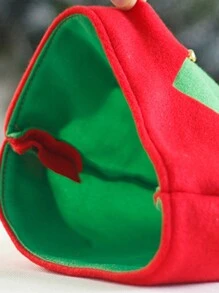 1pc Christmas Elf Hat Plush Jingle Bell Santa Hat, Festival Party Headwear, Suitable For Christmas