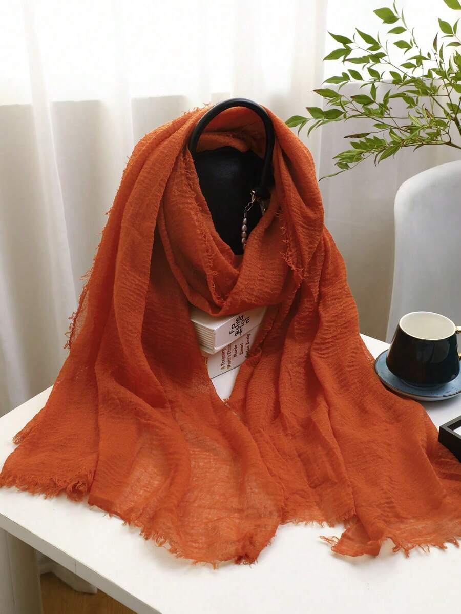 khăn trùm đầu phụ nữ - Màu Cam cháy - Xem 1