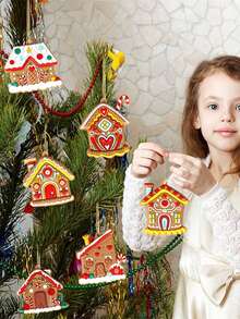6入組薑餅屋裝飾品,聖誕樹裝飾品,薑餅屋聖誕裝飾品掛件,適用於假期聖誕樹和居家裝飾 - 彩色 - 查看 2