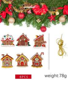 6入組薑餅屋裝飾品,聖誕樹裝飾品,薑餅屋聖誕裝飾品掛件,適用於假期聖誕樹和居家裝飾 - 彩色 - 查看 6