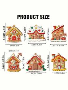 6入組薑餅屋裝飾品,聖誕樹裝飾品,薑餅屋聖誕裝飾品掛件,適用於假期聖誕樹和居家裝飾 - 彩色 - 查看 5
