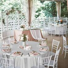 1 Miếng Tròn Xa ten Khăn trải bàn , Lụa Bìa bảng , Trơn tru Chất vải Khăn trải bàn , Sáng Xa ten Bàn Lanh , Thích hợp Cho đám cưới , Yến tiệc , Và Lớn - Bạc - Xem 3