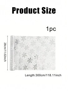 1pc 28x300cm Net Yarn Gold Foil Table Runner Snowflake & Deer Head Sequin Flash Net Roll, For Party/Wedding/Christmas Dinner Table Decor,Christmas - Silver - View 3