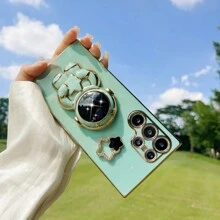 Một Ốp Mềm Tpu Cạnh Thẳng Mạ Điện Chống Rơi Màu Xanh Lá Cây Với Giá Đỡ Phi Hành Gia Tự Làm, Ốp Điện Thoại Thiết Kế Ngôi Sao Năm Cánh Kim Cương Giả Tương Thích Với Apple Iphone, Điện Thoại Samsung Và Android, Vỏ/Vỏ Bảo Vệ - màu xanh lá - Xem 6