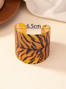 1pc Tiger Shaped Personalized Fashionable Ins Style Open Cuff Bracelet - Coffee - View 4