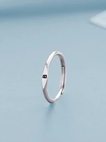 1個時尚字母首飾戒指女性經典簡約開口指環,適用於女士派對珠寶禮物