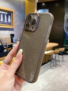 1 件銀色閃光星星卡紙 + 黑色透明鏡片保護框材質手機殼相容於 Apple、三星、小米、vivo 和 Oppo - 黑色 - 查看 5