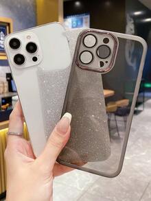 1 件銀色閃光星星卡紙 + 黑色透明鏡片保護框材質手機殼相容於 Apple、三星、小米、vivo 和 Oppo - 黑色 - 查看 2