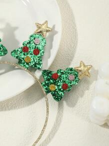 1pc Five Gold Stars Christmas Tree Headband, Party Series