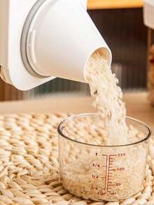 1pc 1100ml Grain & Rice Canister, Moisture-proof Food Storage Sealed Container With Measuring Cup - White - View 6