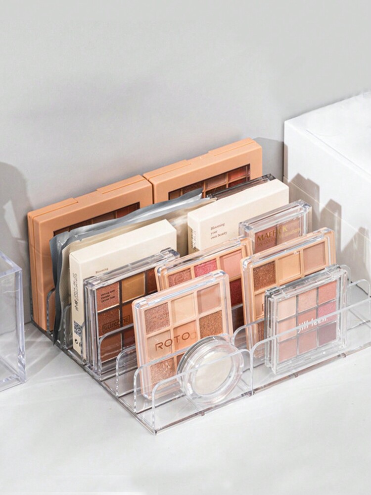 Desktop Eyeshadow Palette Organizer, Powder Drawer Divider, Transparent Plastic Makeup Blush Cosmetic Rack, Small Transparent Makeup Eyeshadow Storage Box 1pc/2pcs - Clear - View 4