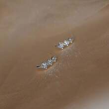 1對優雅的銅鑲嵌水晶和銀色掛墜耳環,女性時尚珠寶耳針