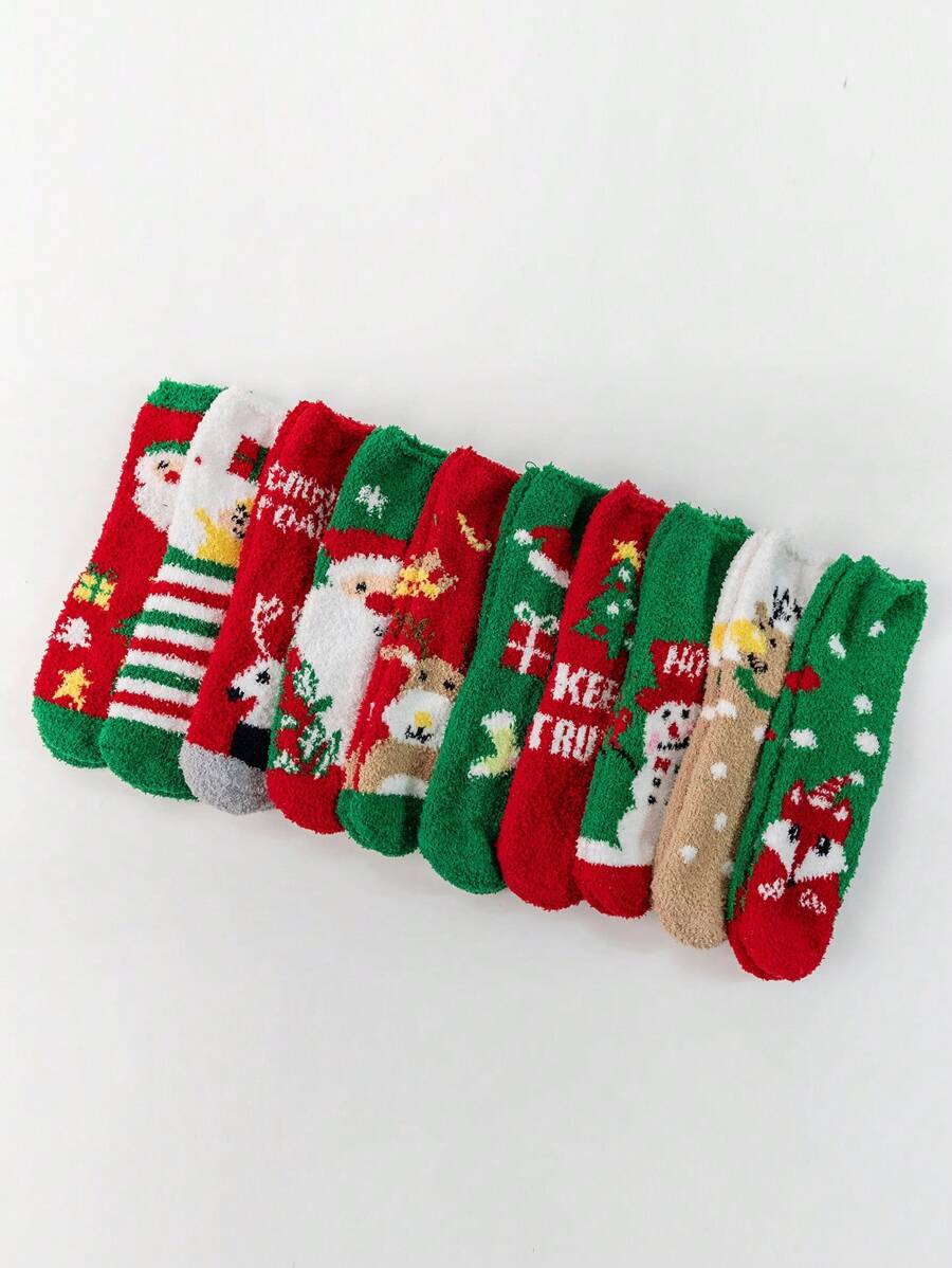 5對/套女性時尚百搭聖誕節襪子,隨機發貨 - 彩色 - 查看 1