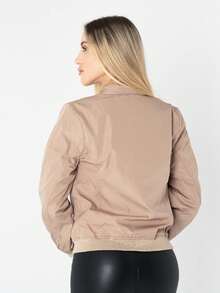 CHAMARRA PARA DAMA DE CIERRE CUELLO MAO - Beis - Ver 4