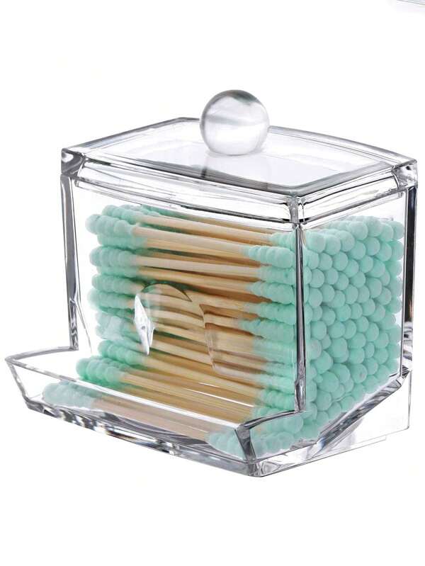 1 Suport pentru tampoane, Suport de depozitare pentru tampoane din acril transparent, durabil, cu capac, Cutie de bile versatilă pentru minge, bureți de machiaj, accesorii cosmetice