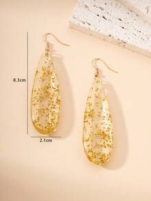 1對原創歐美設計的膠體 & 樹脂吊墜耳環,長髮銀色飾品,適合約會