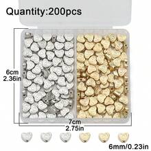 1 盒 200 顆 6 毫米雙心形和心形吊飾 Ccb 珠子適用於 Diy 手鍊、項鍊、珠寶製作用品