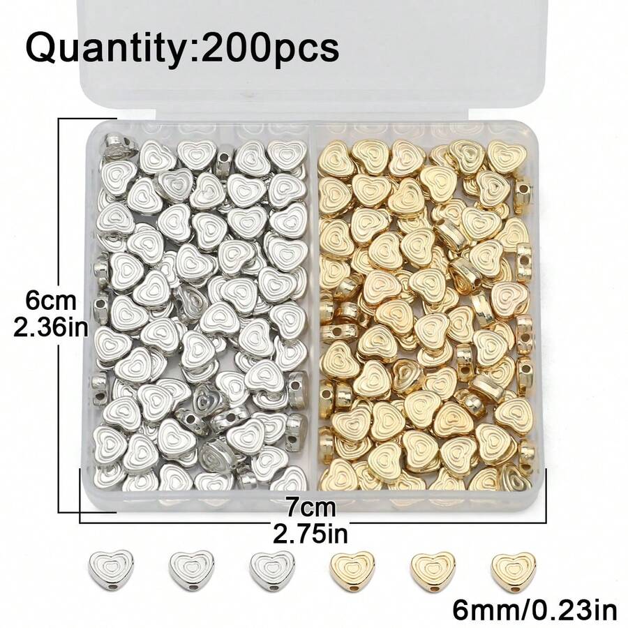 1 盒 200 顆 6 毫米雙心形和心形吊飾 Ccb 珠子適用於 Diy 手鍊、項鍊、珠寶製作用品