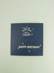 1pc 3d Pop-up Birthday Card Creative Candle & Cake Design, Gift & Greeting Card For Birthday With Envelope - Blue - View 7