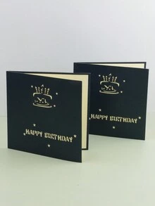 1pc 3d Pop-up Birthday Card Creative Candle & Cake Design, Gift & Greeting Card For Birthday With Envelope - Blue - View 5