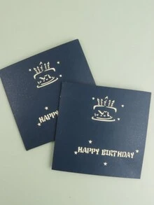 1pc 3d Pop-up Birthday Card Creative Candle & Cake Design, Gift & Greeting Card For Birthday With Envelope - Blue - View 2