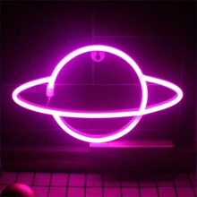 1入組土星霓虹燈牌-電池或usb供電的發光燈牌,適用於牆面裝飾、臥室、遊戲室、客廳、酒吧、派對、美學星球霓虹燈 - 彩色 - 查看 6