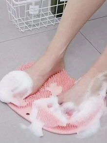 1件多功能按摩浴刷,防滑墊,吸盤搓腳墊,浴室搓腳墊-綠色 - 綠色 - 查看 6