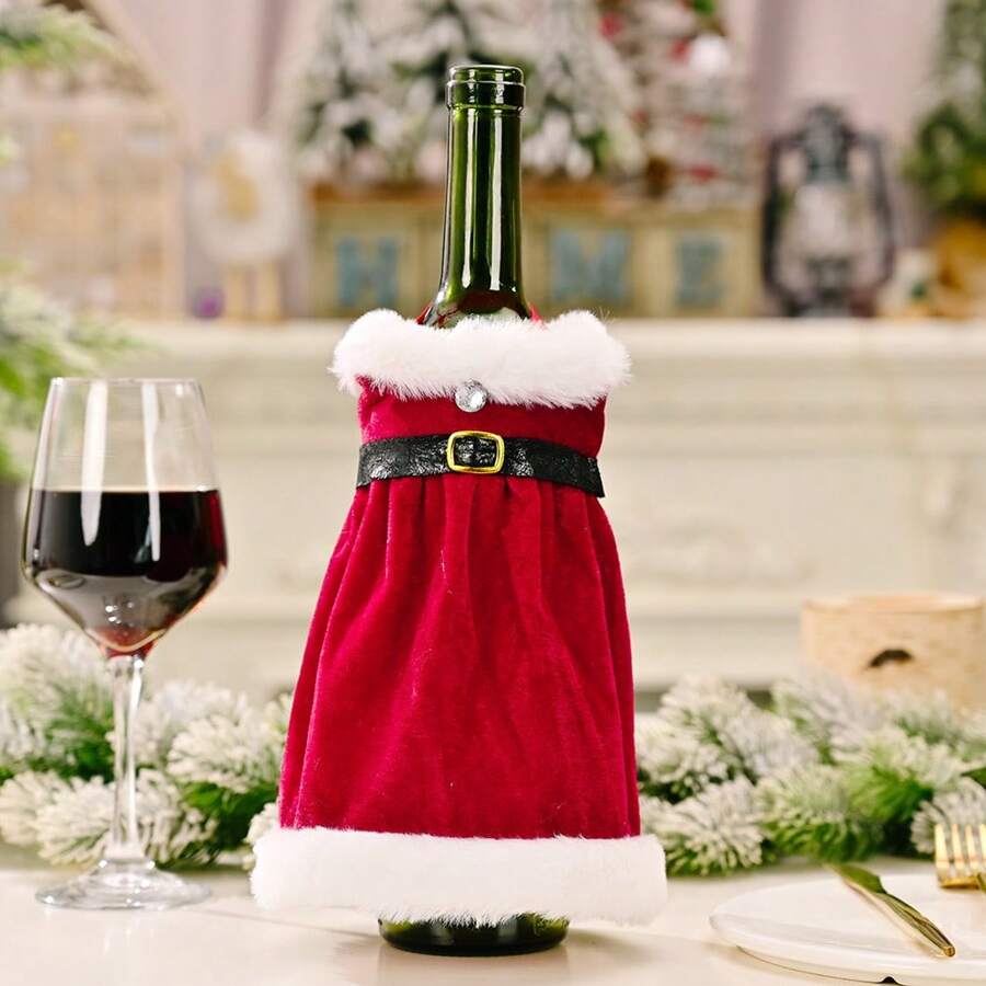 1pc, Creative Red Wine Bag, Christmas Dress Wine Bottle Cover, Christmas Skirt Wine Bottle Decoration, Christmas Red Wine Cover