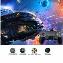 Control inalámbrico recargable compatible con Ps4 más cable de carga Negro - Negro - Ver 3