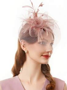 歐美式新娘頭飾復古網花發帶裝飾頭飾,適用於茶會和婚禮