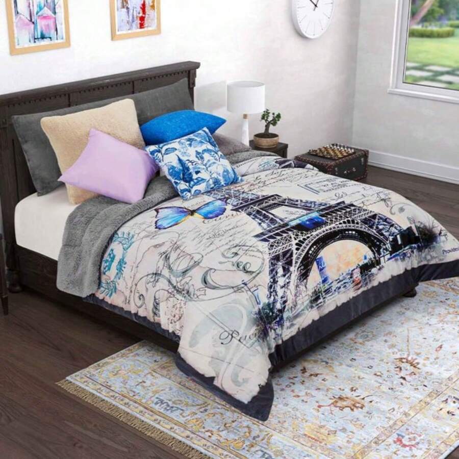 Soft Shearling Reverse Coverlet - Grey - View 1