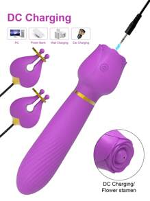 Pinza para pezón con flor, estimulador clitorial vibrador, dilatador vaginal, juguetes sexuales para mujeres, estimulador del punto G y clítoris, tapón anal, bienestar sexual, vibrador (Mayores de 18 años)