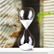 1 pezzo Clessidra da 5 minuti, in vetro trasparente e sabbia nera, decorazione da tavolo per soggiorno, camera da letto, studio e scrivania d'ufficio, regalo ideale