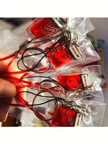 1個等離子血袋鑰匙扣手機吊飾,萬聖節字母血袋手袋吊飾,鑰匙吊飾,特別適合萬聖節現場（a型血） - 彩色 - 查看 4