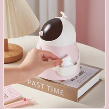 1pc Desk Pink Trash Can, Cute Cartoon Small Storage Bucket, Appearance Living Room Dining Table Paper Waste Collection Box Decoration, Suitable For Daily Life - Pink - View 6