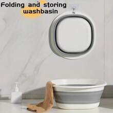 1pc Portable Multi-functional Laundry Basket Suitable For Students' Dormitory With Face Washing Basin, Clothes Drying Rack, Foldable Foot Bath Basin, Work Clothes Basket - White - View 6