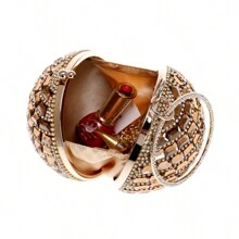 GLOIG Glittery Ball Shaped Clutch Bag For Evening Party - Gold - View 4