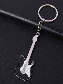 1 Piece Men's Alloy Guitar Personalized Keychain - Black - View 1