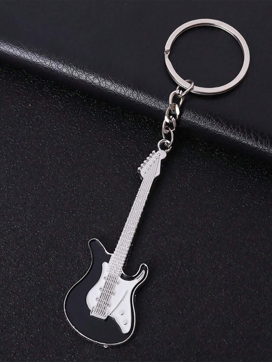1 Piece Men's Alloy Guitar Personalized Keychain - Black - View 1