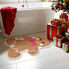 DeramHy home DeramHy Zuhause süße Lebkuchen Badematte für Badezimmer, weich saugfähiger Badteppich mit rutschfester Rückseite, waschbarer Badezimmerteppich für Weihnachtsdekoration, Badezimmerdekoration, Bodenbelag, Outdoor-Teppich, Fußmatte, Sommerbadzubehör, Schulanfang