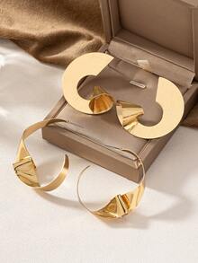 1pair Fashionable Simple & Chic Minimalist European Style All-match Earrings - Gold - View 1