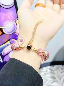 1入組簡約粉色可愛花卉金屬手錶帶，搭配彈性皮帶，適用於 Apple Watch帶 45mm 49mm 38mm 40mm 41mm 42mm 44mm，適用於 Apple Watch系列 Ultra/Se/1/2/3/4/5/6/7 - 金色 - 查看 6