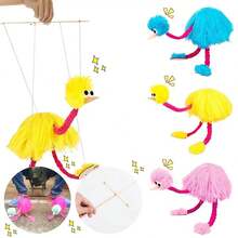 1 Pieza Marioneta De Avestruz Controlada Por Cuerda, Juego Interactivo Intelectual, Adecuado Para Entretenimiento De Actividades De Fiesta - Rosa - Ver 4