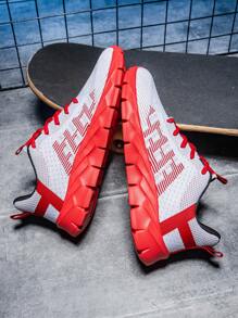 時尚遠足鞋/慢跑鞋/越野跑鞋/紅白路跑鞋/男士網球鞋 - 紅白色 - 查看 2