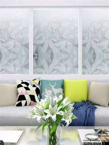 1roll 3D No Glue Static Cling Window Films Privacy Cut Glass Window Sticker for Bathroom Office Kitchen Window Decor - Multicolor - View 5