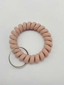 1件多色可選通用彈性男女手腕帶,手腕鑰匙扣手鍊手帶,彈性螺旋手腕繞帶,含手鍊扣手腕保持器適用於桑拿、健身房、游泳池、身份證和戶外運動 - 粉色 - 查看 1