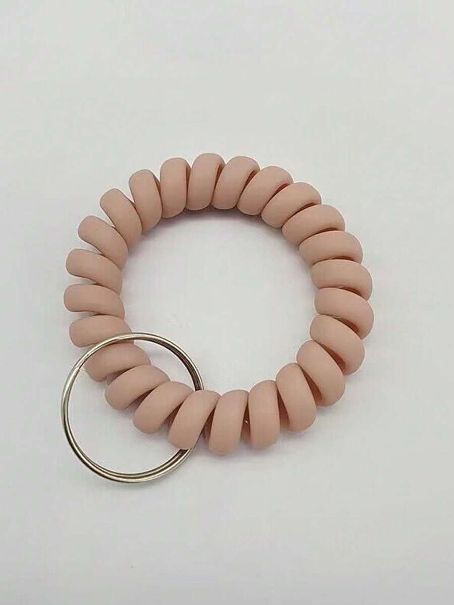 1件多色可選通用彈性男女手腕帶,手腕鑰匙扣手鍊手帶,彈性螺旋手腕繞帶,含手鍊扣手腕保持器適用於桑拿、健身房、游泳池、身份證和戶外運動 - 粉色 - 查看 1