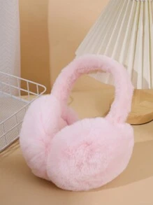 1pc Kids/Teens Solid Color Earmuffs With Wind-Proof And Warm Design, Fluffy & Cute Earmuffs, Very Soft & Comfortable, Suitable For Daily Life, Unisex, Random Lining Color