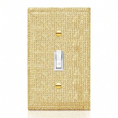 1 Pc Shiny Golden Rhinestone Wall Plate Cover 1 Gang Decorative Light Switch Cover Rhinestones Switch Covers 2 Gang Switch Plates And Outlet Covers Bling Light Switch Cover Gang Toggle Wall Plate Quality Decorative Bedroom Kitchen Home Decor