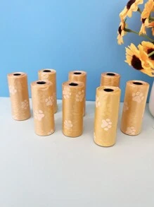 8 件黃色寵物爪印圖案垃圾袋用於清潔和衛生,便攜式狗便便袋,寵物用品